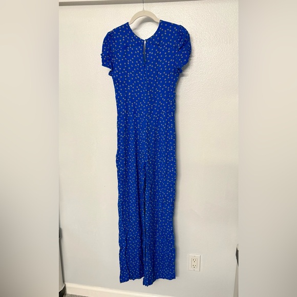 Free People Women’s Mia Short Sleeve Wide Leg Jumpsuit Blue Patterned Size 6 - Picture 3 of 8